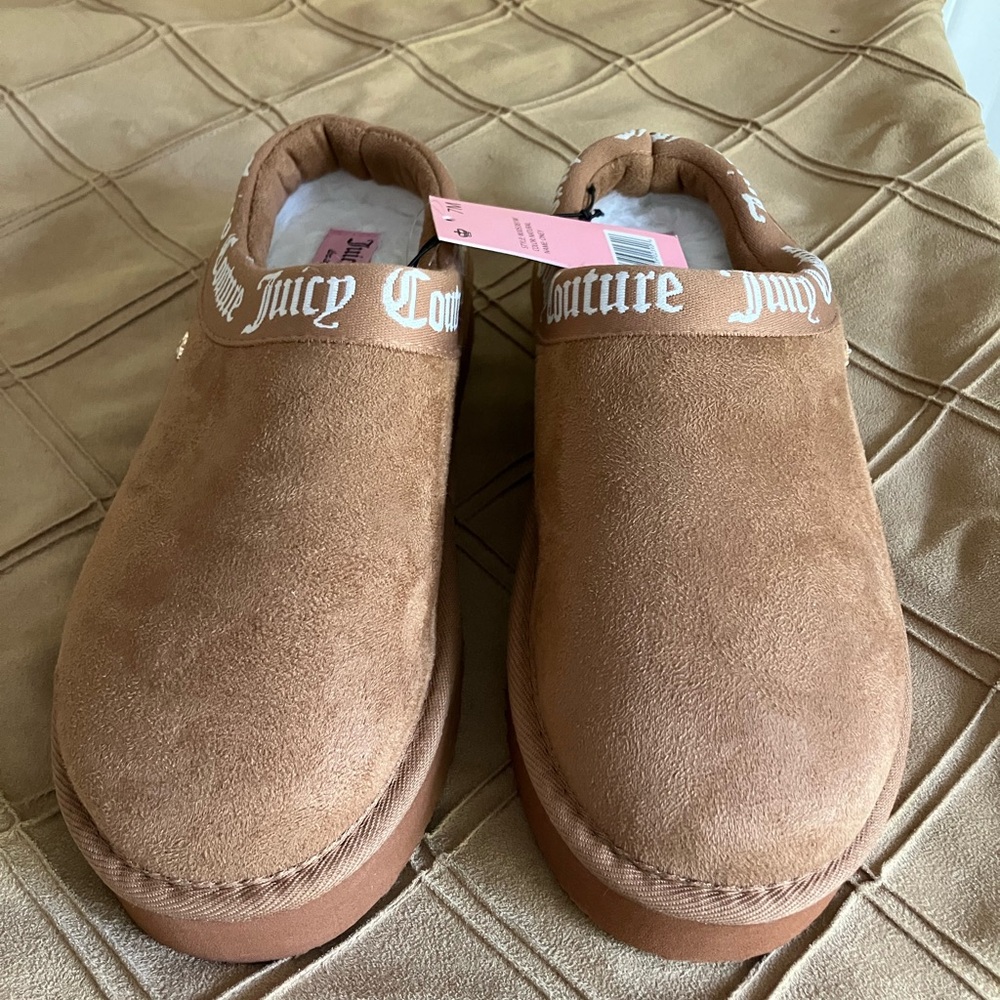 Juicy Couture Oney Closed Toe Slippers Cognac 7M NWT